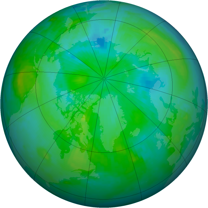 Arctic ozone map for 14 August 1996